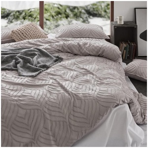 100% Premium Brushed Microfibre Tufted (3Pcs) Quilt Cover Set - Beige - King Size