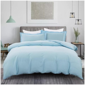 100% cotton Premium Doona Duvet Quilt Cover Set with Soft Pillowcases - Aqua-Queen