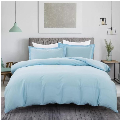 100% cotton Premium Doona Duvet Quilt Cover Set with Soft Pillowcases - Aqua-Queen