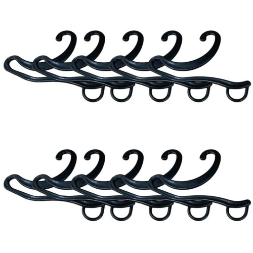 10x Socks Hangers Plastic Sock Hook Retail Display Front Hang Bulk - Black