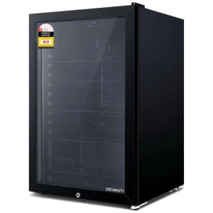 115L Bar Fridge Glass Door w/Light Black