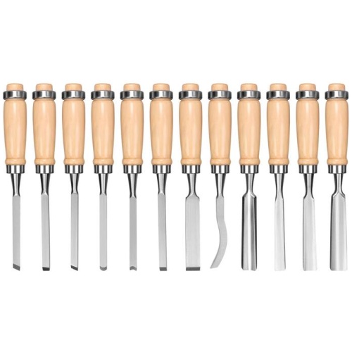 12Pc Wood Carving Chisel Set Knife High Carbon Steel Woodworking Rolling Pouch