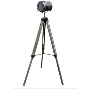 139cm Nautical Tripod Floor Lamp w Steel Grey Lamp Head Searchlight Spot Light Modern