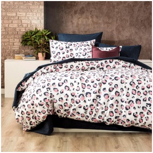 175 GSM Egyptian cotton Flannelette Snow Leopard Queen Quilt Cover Set by Park Avenue