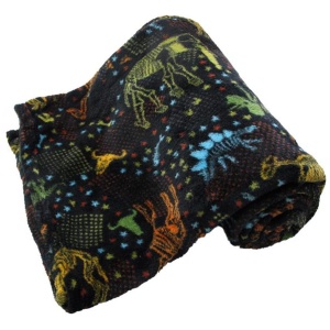 190GSM Boys Cool Ultra Soft Coral Fleece Throw 127 x 152cm Dinosaur Fossils
