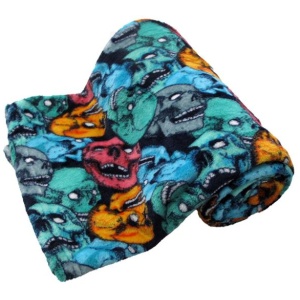 190GSM Boys Cool Ultra Soft Coral Fleece Throw 127 x 152cm Screaming Skulls