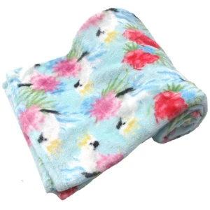 190GSM Fashion Printed Ultra Soft Coral Fleece Throw 127 x 152cm Cockatoo Sky Blue