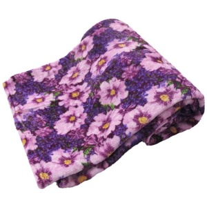 190GSM Fashion Printed Ultra Soft Coral Fleece Throw 127 x 152cm Floral Purple