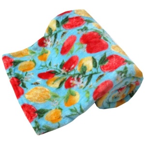 190GSM Fashion Printed Ultra Soft Coral Fleece Throw 127 x 152cm Fruit & Bees