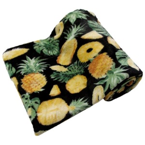 190GSM Fashion Printed Ultra Soft Coral Fleece Throw 127 x 152cm Pineapple