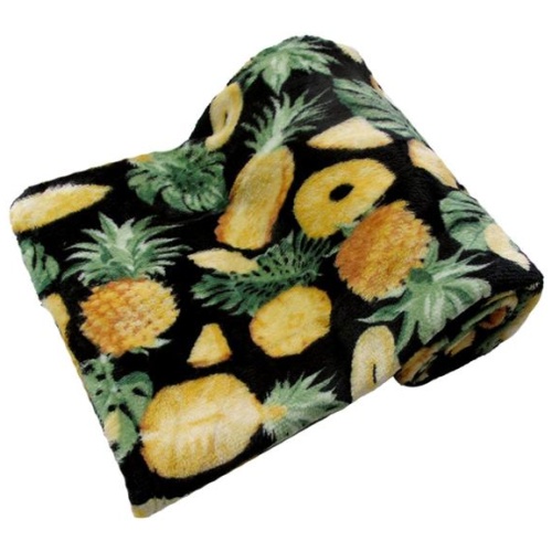 190GSM Fashion Printed Ultra Soft Coral Fleece Throw 127 x 152cm Pineapple