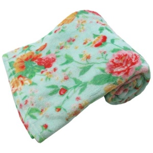190GSM Fashion Printed Ultra Soft Coral Fleece Throw 127 x 152cm Tropical Floral Turquoise