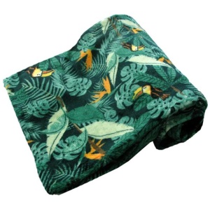 190GSM Fashion Printed Ultra Soft Coral Fleece Throw 127 x 152cm Tropical Jungle Green