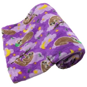 190GSM Girls Cute Ultra Soft Coral Fleece Throw 127 x 152cm Sleeping Sloths