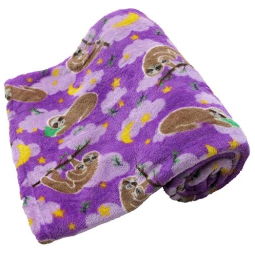 190GSM Girls Cute Ultra Soft Coral Fleece Throw 127 x 152cm Sleeping Sloths