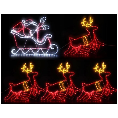 1X Christmas Lights Reindeer Sleigh 806 LED Decorations Jingle Jollys