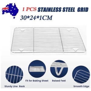 1pc Stainless Steel Baking Pan Toaster Oven Pans Grid Baking Dish BBQ Cookie Cake, 30*24cm