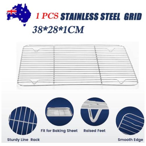 1pc Stainless Steel Baking Pan Toaster Oven Pans Grid Baking Dish BBQ Cookie Cake, 38*28cm