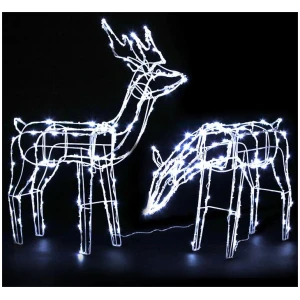 2 PCS Christmas Lights Reindeers 200 LED Decorations Jingle Jollys