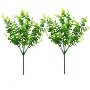 2 Pack Fake Plants Faux Artificial Eucalyptus Plants Home Garden Window Office Wedding Decoration