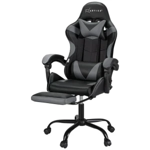 2 Point Massage Gaming Office Chair Footrest Grey