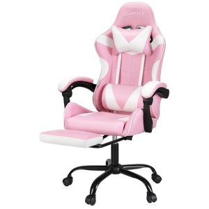 2 Point Massage Gaming Office Chair Footrest Pink