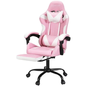 2 Point Massage Gaming Office Chair Footrest Pink