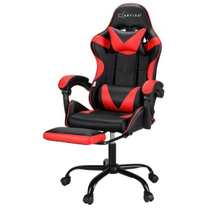 2 Point Massage Gaming Office Chair Footrest Red