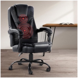 2 Point Massage Office Chair PU Leather Black