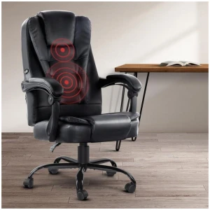2 Point Massage Office Chair PU Leather Black