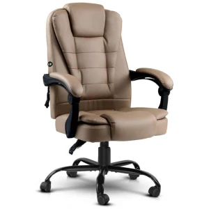 2 Point Massage Office Chair PU Leather Espresso
