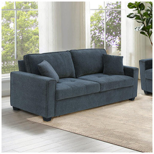 2 Seater Sofa Set Polyester Fabric Charcoal Multilayer Two Pillows Individual Pocket Spring