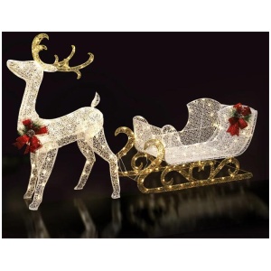 215 LED Christmas Lights Reindeer Sleigh Decorations Jingle Jollys