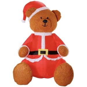 275cm Xmas Christmas Charm Deluxe Inflatable Plush Bear w/ LED Lights Decoration