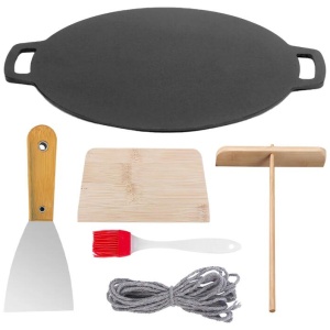 28cm Seasoned Cast Iron Induction Crepes Pan Baking Pancake Tool Pizza Bakeware