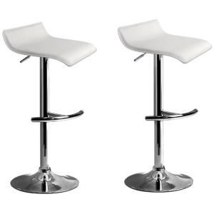 2x Bar Stools Adjustable Gas Lift Chairs White