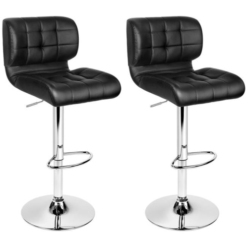 2x Bar Stools Gas Lift Leather Padded Stool Black