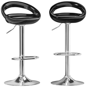 2x Bar Stools Gas Lift Plastic Seat Black