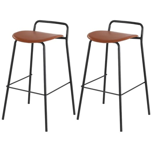 2x Bar Stools Kitchen Counter Stools Metal Brown