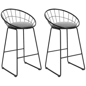 2x Bar Stools Padded Seat Metal