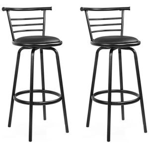 2x Bar Stools Swivel Leather Padded Metal