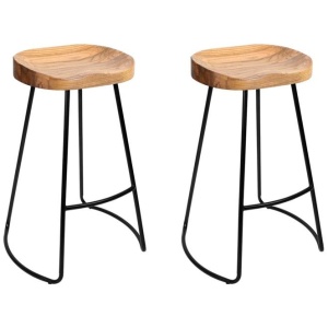2x Bar Stools Tractor Seat 65cm Wooden