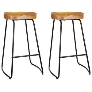 2x Bar Stools Tractor Seat 75cm Wooden