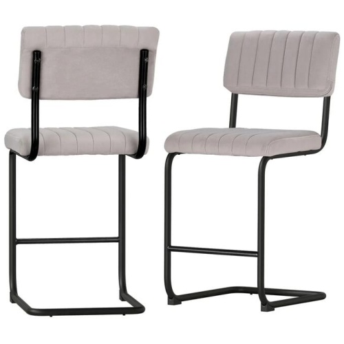 2x Bar Stools Velvet Chairs