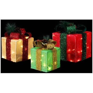 3 PCS Christmas Lights 60 LED Fairy Light Gift Box Jingle Jollys