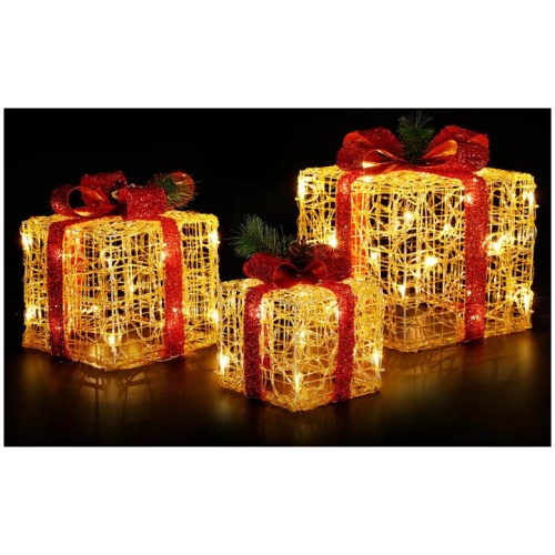 3 PCS Christmas Lights Gift Box Set Set 48 LED Decorations Jingle Jollys