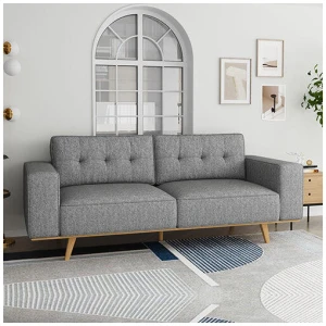 3 Seater Sofa Fabric Upholstery Grey Colour Pocket Spring Wooden Frame