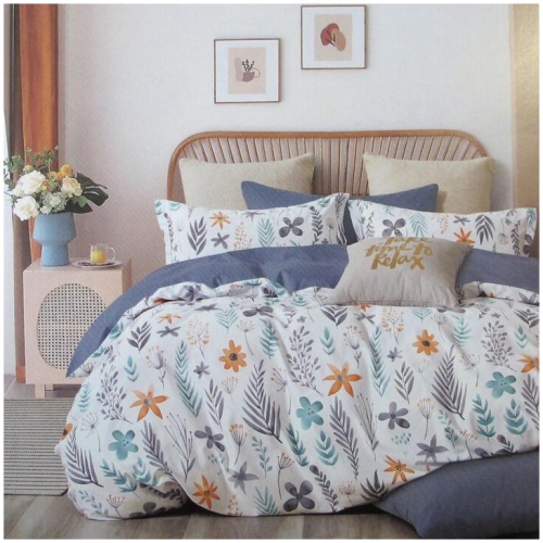 300TC Adriana Reversible Cotton Quilt Cover Set Queen