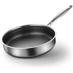 316 Stainless Steel Frying Pan Non-Stick Cooking Frypan Cookware 32cm Honeycomb Double Sided without lid