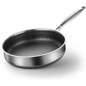 316 Stainless Steel Frying Pan Non-Stick Cooking Frypan Cookware 32cm Honeycomb Double Sided without lid